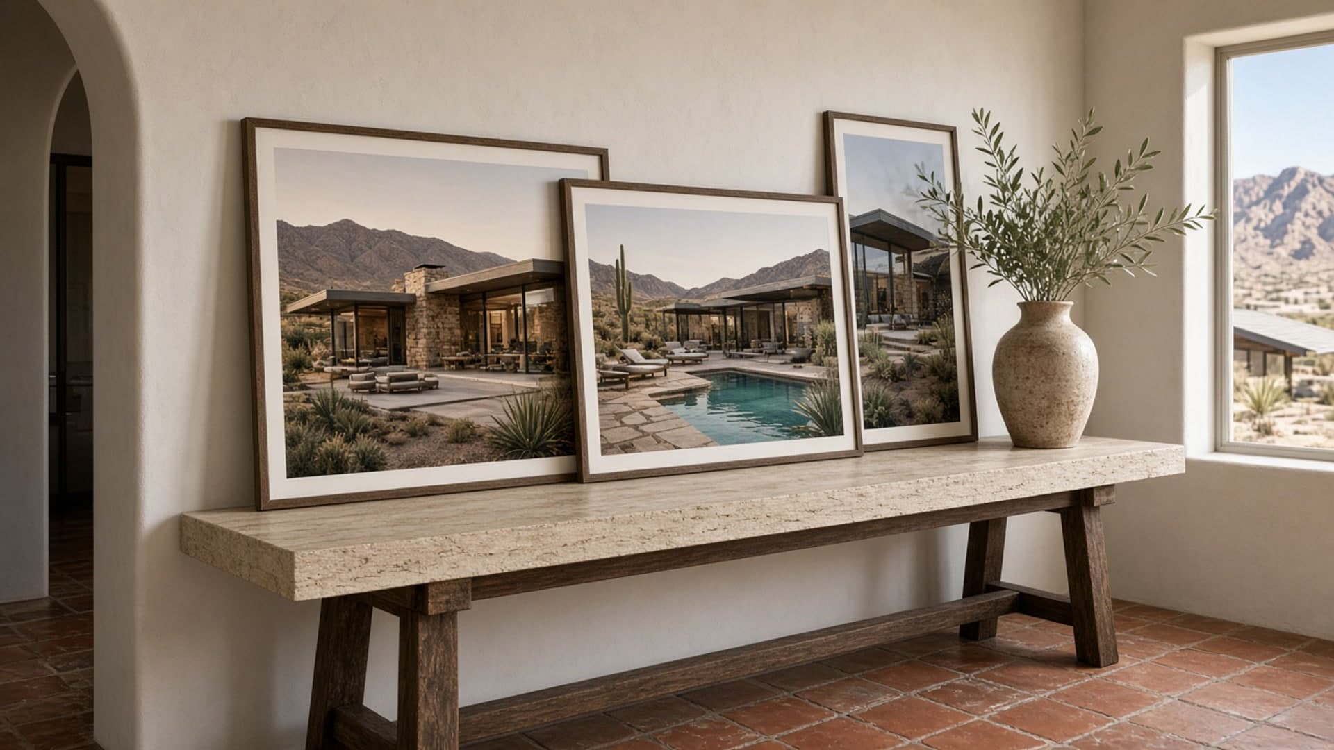 Silverstone Ranch Lifestyle Gallery — Framed architectural photos displayed in a Silverstone Ranch Las Vegas home