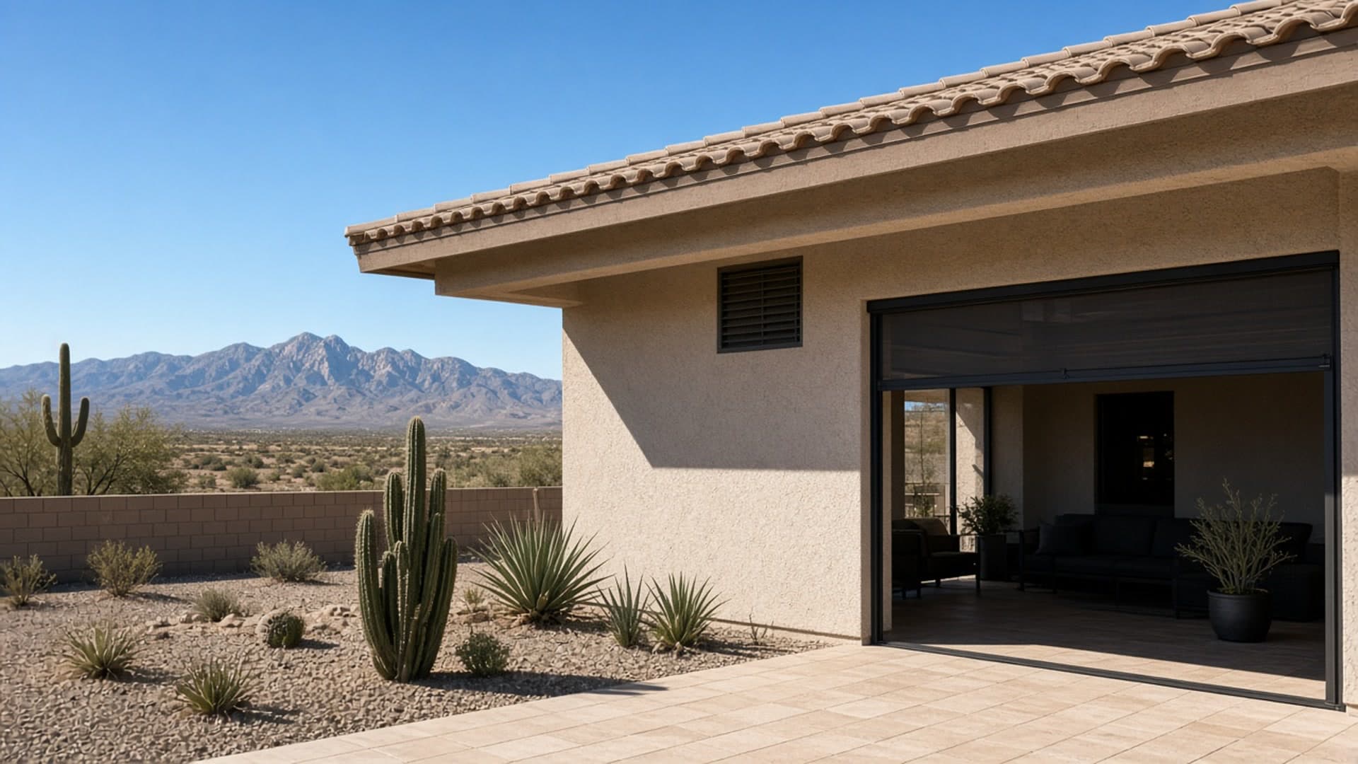 Who fits Windermere best? — Shaded ramada and wide eaves for heat mitigation on a Silverstone Ranch desert home