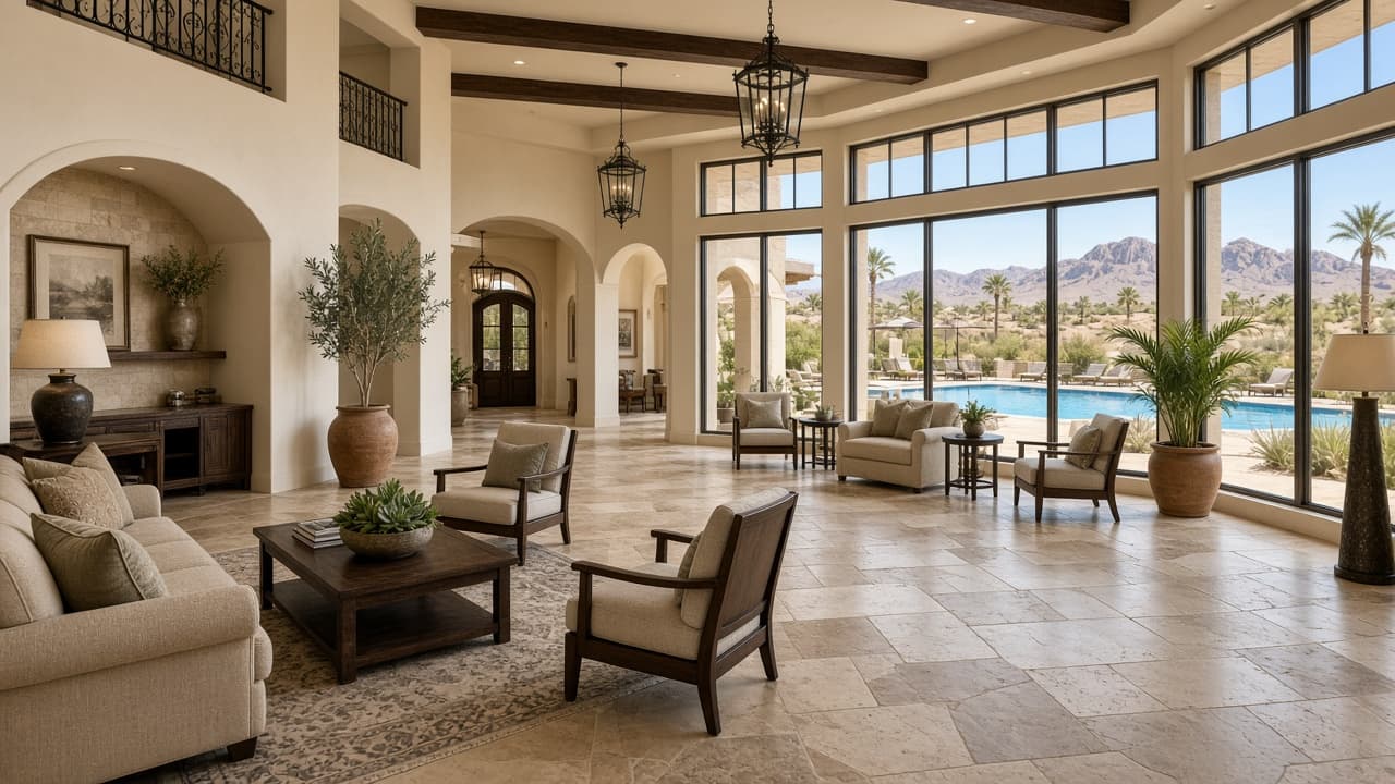 HOA at the lowest tier — Community clubhouse interior serving Silverstone Ranch HOA amenities in Las Vegas