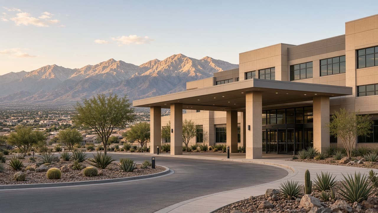 Healthcare & Wellness Infrastructure — Centennial Hills hospital campus exterior near Silverstone Ranch, Las Vegas