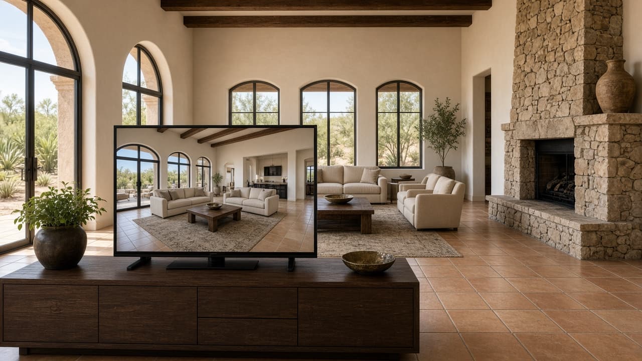 Property Virtual Tour — Living room set for a Silverstone Ranch virtual home tour in Las Vegas