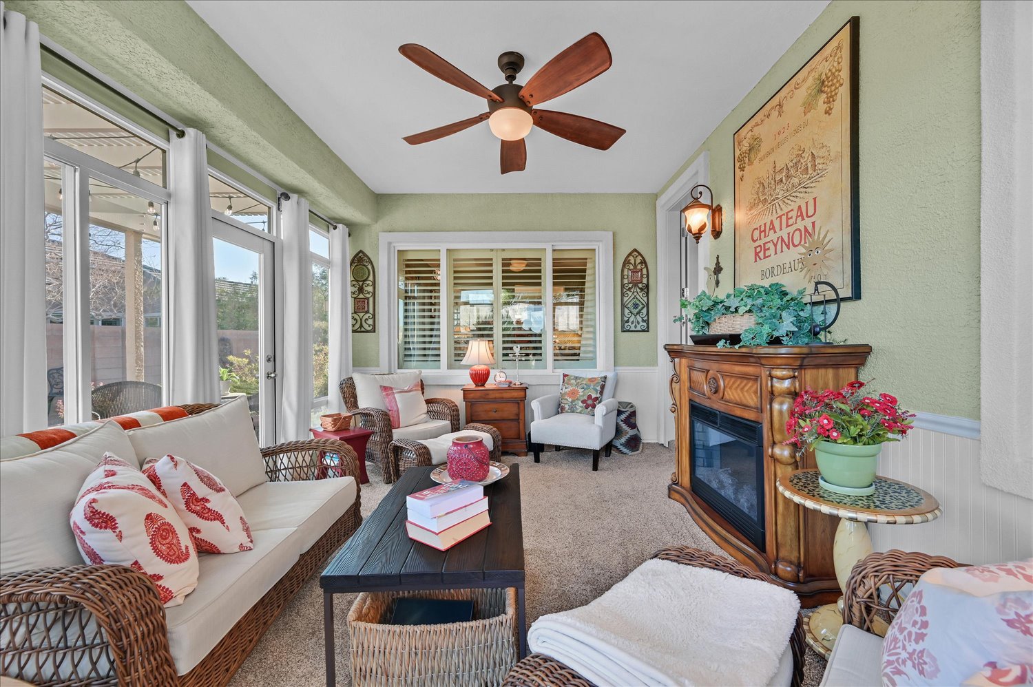 Backyard garden path with desert-friendly plants